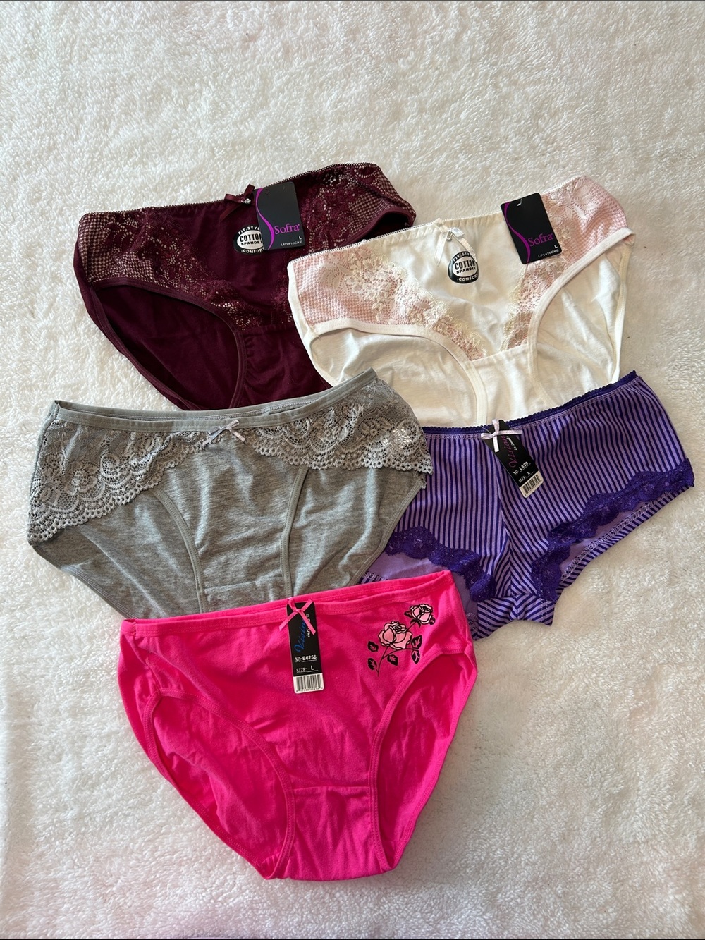 Sofra Women's Mixed Color Cotton Briefs - 5 Pack